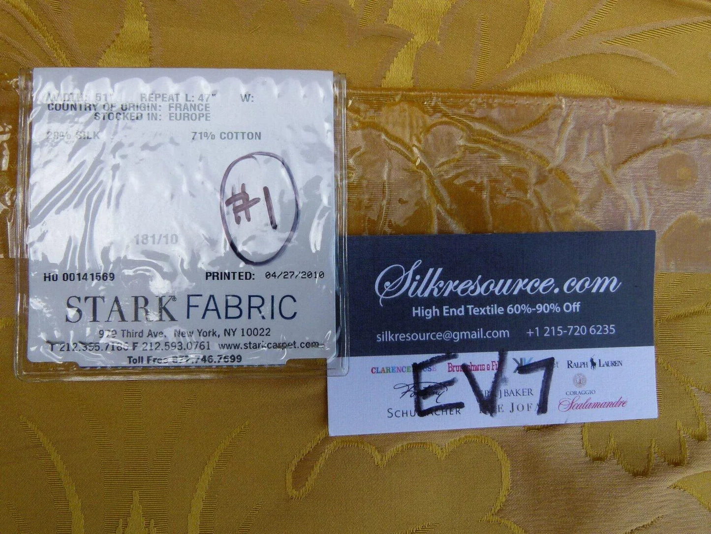 1 Ev7 42"x25" Scalamandre Showroom Sample Messonnier Orange Gold Silk Cotton Floral