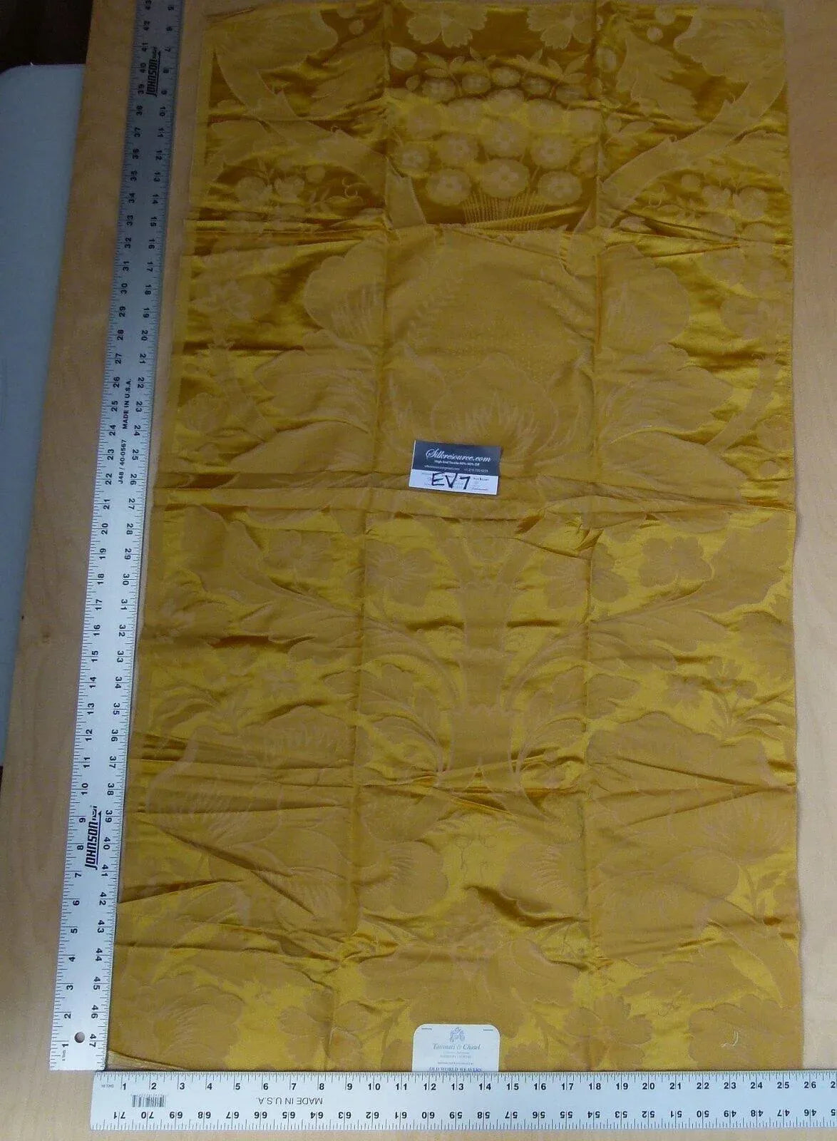 2 Ev7 42"x25" Scalamandre Showroom Sample Messonnier Orange Gold Silk Cotton Floral (copy)