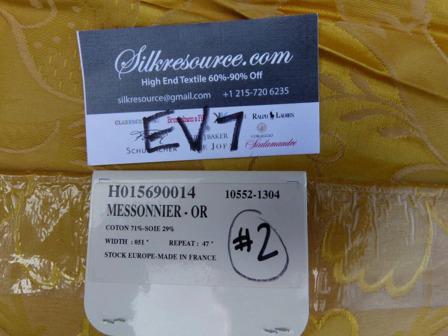 2 Ev7 42"x25" Scalamandre Showroom Sample Messonnier Orange Gold Silk Cotton Floral (copy)