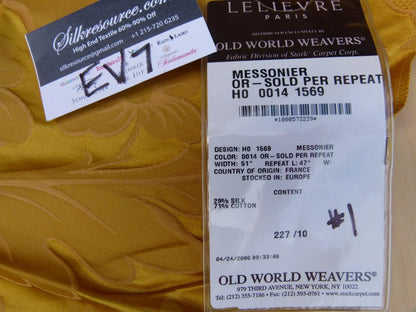 3 Ev7 25"x25" Scalamandre Showroom Sample Messonnier Orange Gold Silk Cotton Floral #1
