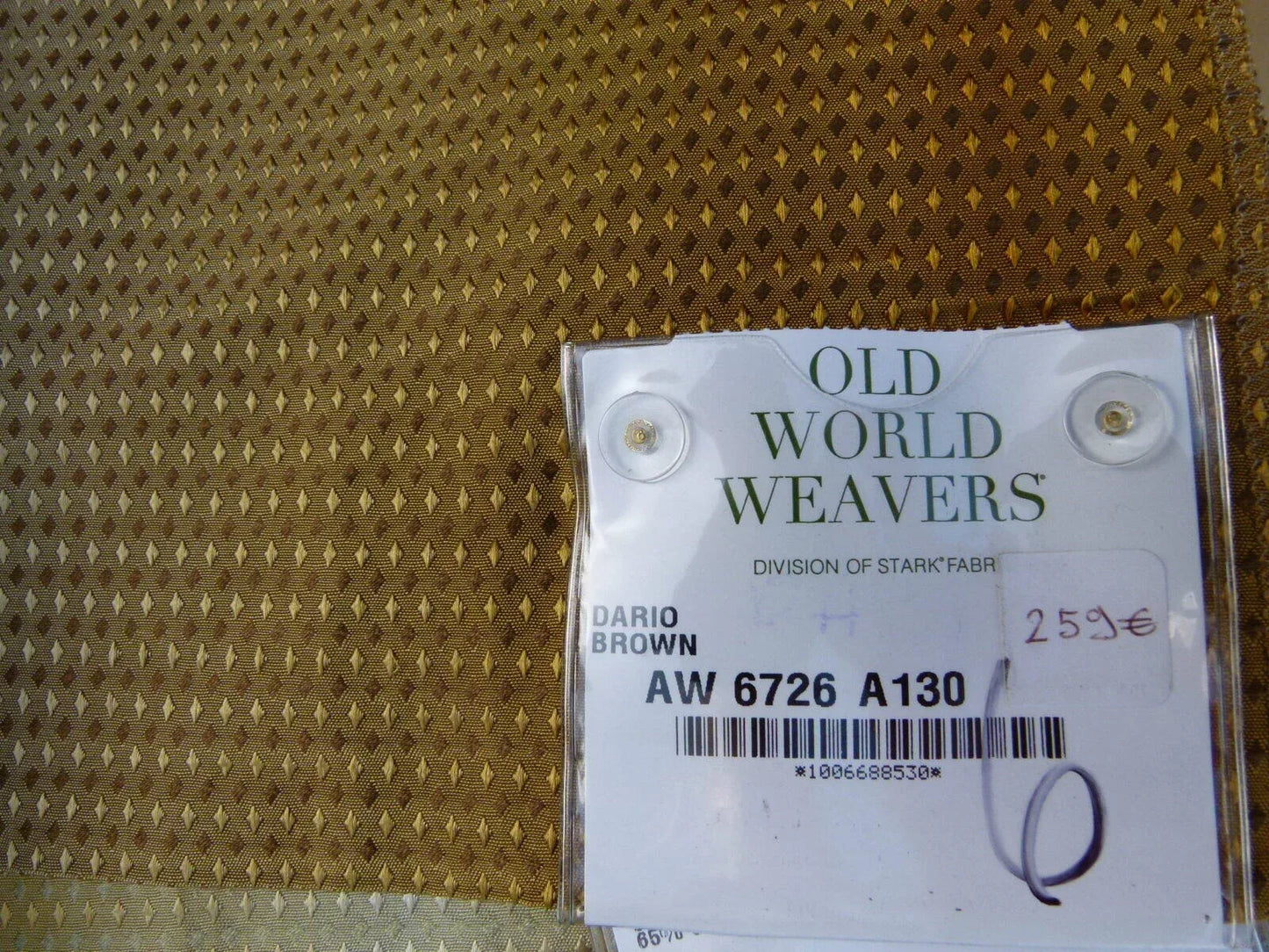 8 Ev7 Scalamandre Showroom Sample Square Dario Brown Gold Geometric Stripe Silk Cotton Per Piece