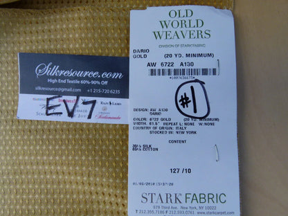 11 Ev7 Scalamandre Showroom Sample Square Dario Gold Geometric Stripe Silk Cotton Per Piece