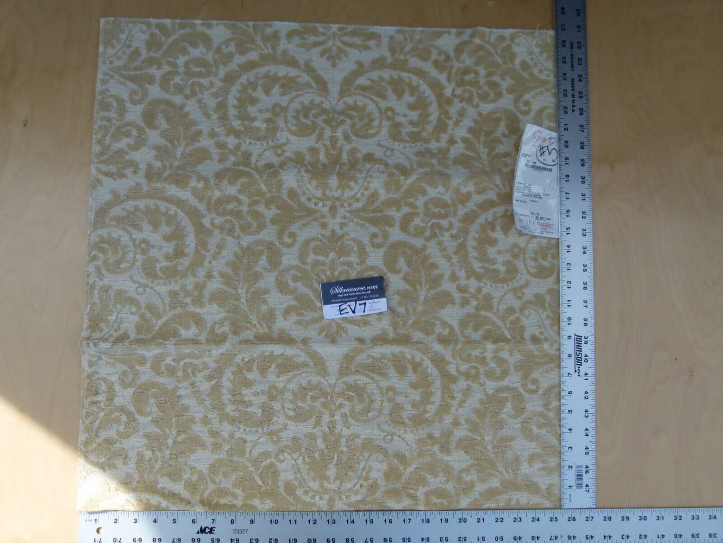16 Ev7 Scalamandre Showroom Sample Square Vendome Ecru Tan Cotton Cut Velvet Floral #5