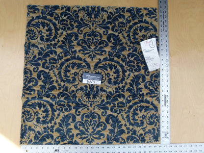 18 Ev7 Scalamandre Showroom Sample Square Vendome Blue Tan Cotton Cut Velvet Floral