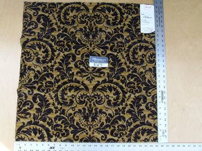 20 Ev7 Scalamandre Showroom Sample Square Vendome Charcoal Tan Cotton Cut Velvet Floral