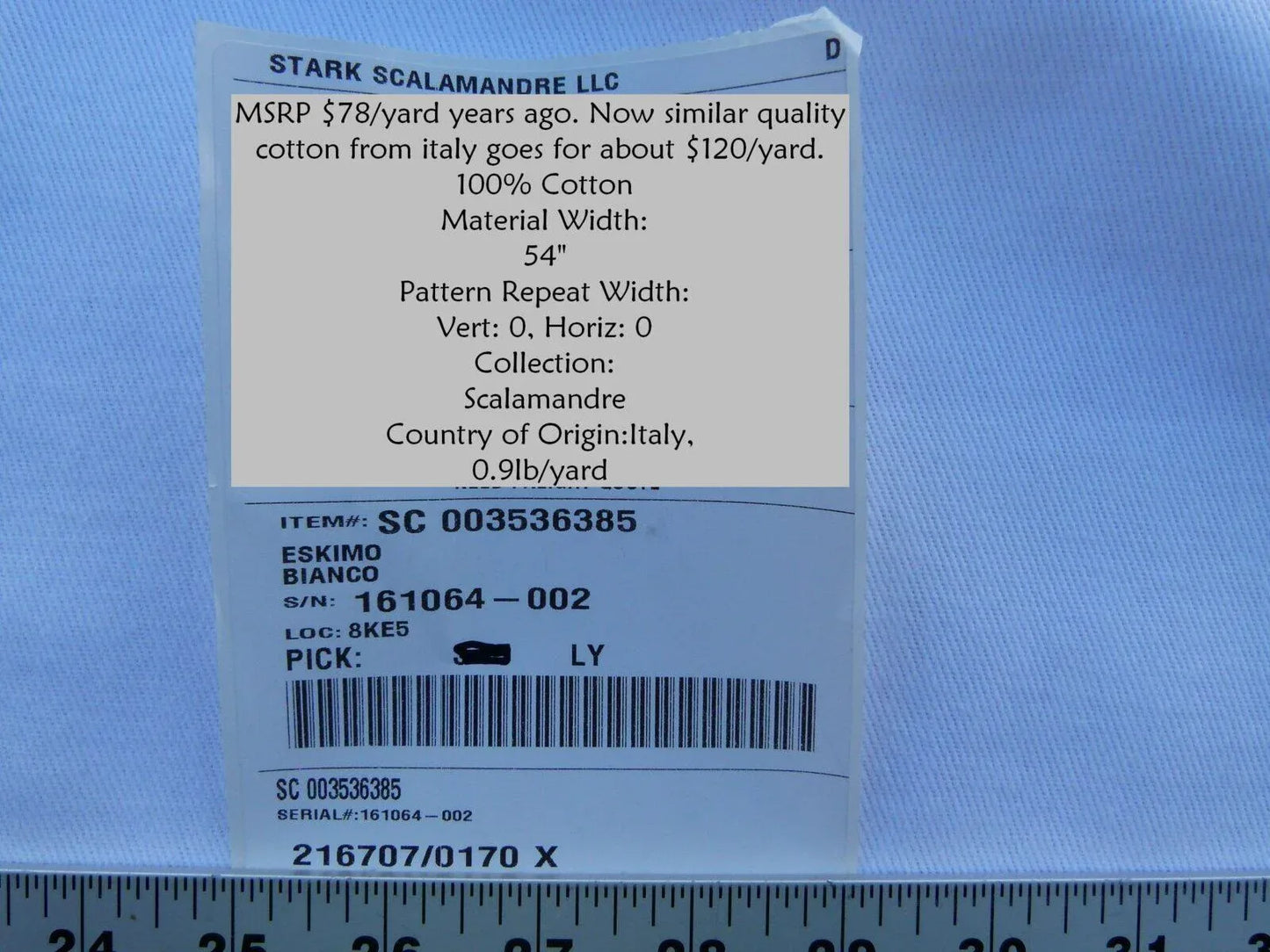 Scalamandre Eskimo Bianco White Cotton Heavy Duty MSRP USD 150/Y bty