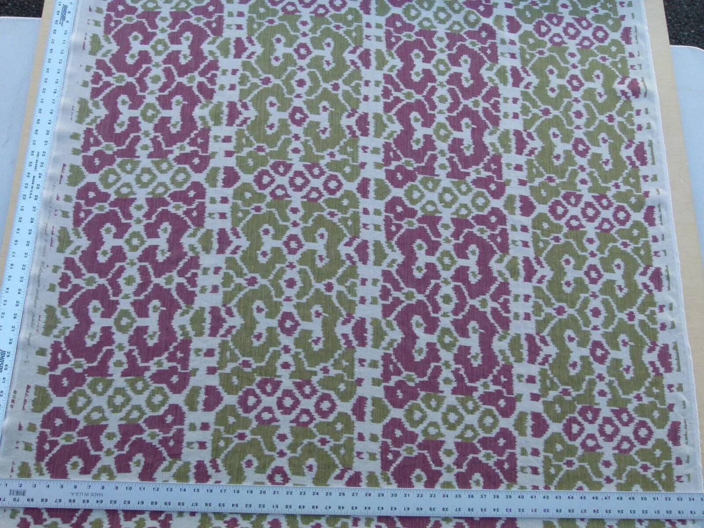 Scalamandre Tropical Ikat Bali Roses And Moss Red Pink And Green MSRP USD 270/y