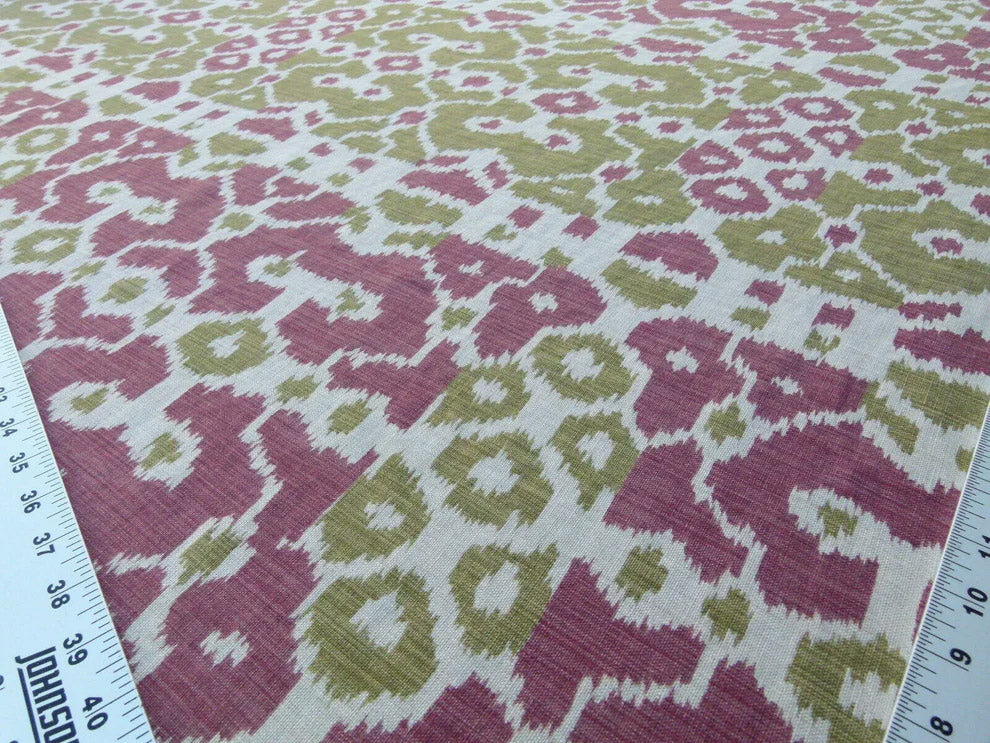 Scalamandre Tropical Ikat Bali Roses And Moss Red Pink And Green MSRP USD 270/y