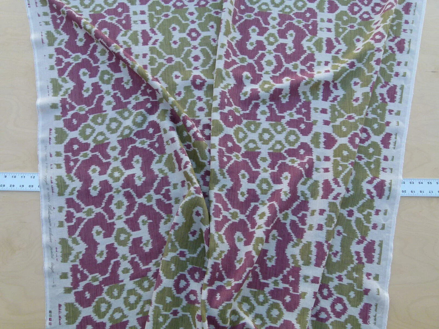 Scalamandre Tropical Ikat Bali Roses And Moss Red Pink And Green MSRP USD 270/y