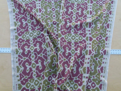 Scalamandre Tropical Ikat Bali Roses And Moss Red Pink And Green MSRP USD 270/y