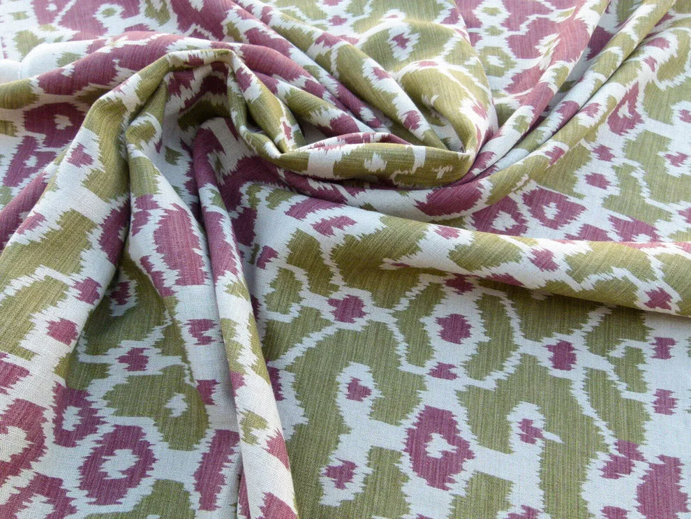 Scalamandre Tropical Ikat Bali Roses And Moss Red Pink And Green MSRP USD 270/y