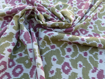 Scalamandre Tropical Ikat Bali Roses And Moss Red Pink And Green MSRP USD 270/y