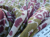 Scalamandre Tropical Ikat Bali Roses And Moss Red Pink And Green MSRP USD 270/y