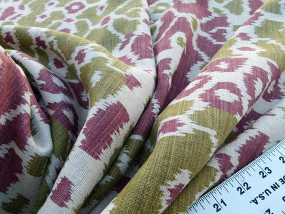 Scalamandre Tropical Ikat Bali Roses And Moss Red Pink And Green MSRP USD 270/y