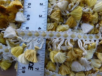 Scalamandre Moulin Yellows 100% Silk Tassel Trim Hand Made Yellow Gold Cream MSRP USD 280/Y