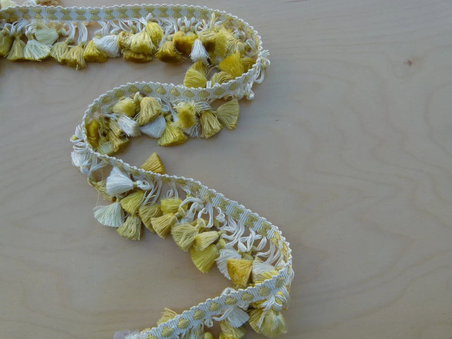 Scalamandre Moulin Yellows 100% Silk Tassel Trim Hand Made Yellow Gold Cream MSRP USD 280/Y