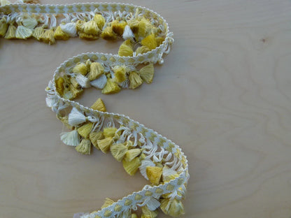 Scalamandre Moulin Yellows 100% Silk Tassel Trim Hand Made Yellow Gold Cream MSRP USD 280/Y