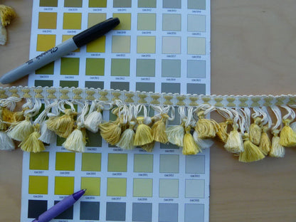 Scalamandre Moulin Yellows 100% Silk Tassel Trim Hand Made Yellow Gold Cream MSRP USD 280/Y