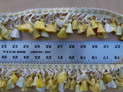 Scalamandre Moulin Yellows 100% Silk Tassel Trim Hand Made Yellow Gold Cream MSRP USD 280/Y