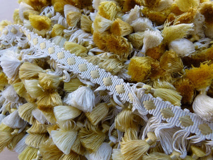 Scalamandre Moulin Yellows 100% Silk Tassel Trim Hand Made Yellow Gold Cream MSRP USD 280/Y