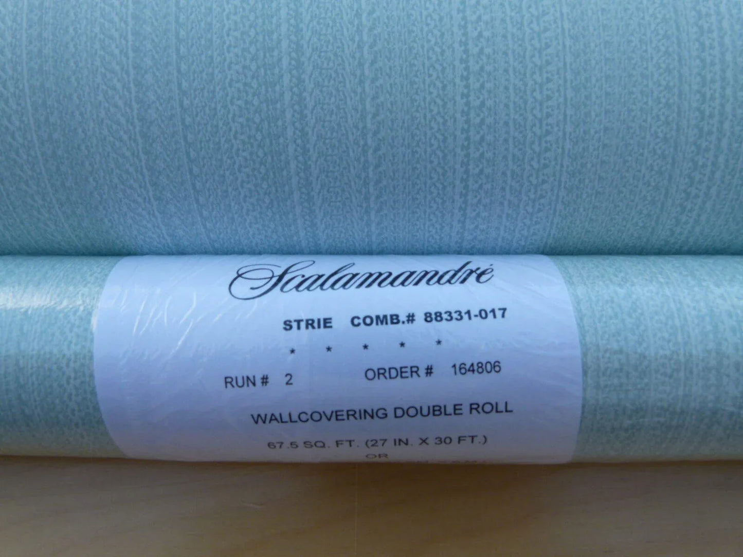 Aria Strie Aquamarine Pale Blue Wallpaper Scalamandre 5 Yards Single Roll MSRP USD 126/single Roll