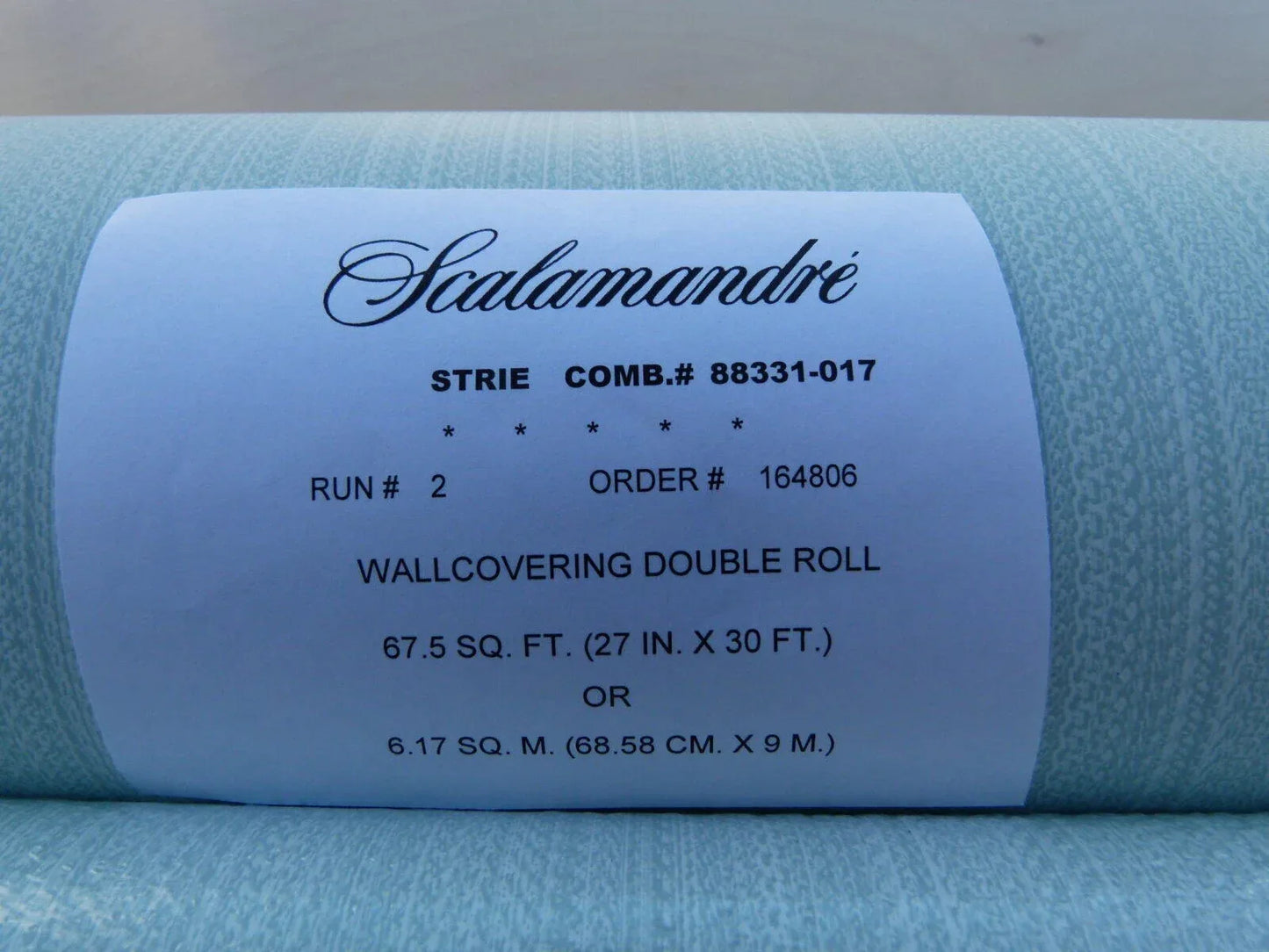 Aria Strie Aquamarine Pale Blue Wallpaper Scalamandre 5 Yards Single Roll MSRP USD 126/single Roll