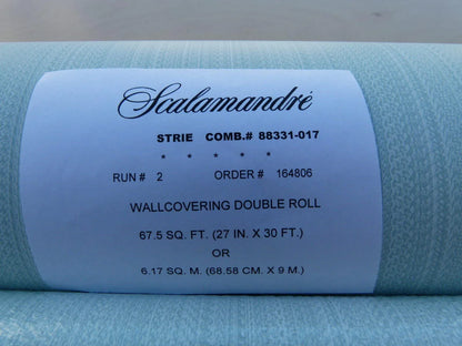 Aria Strie Aquamarine Pale Blue Wallpaper Scalamandre 5 Yards Single Roll MSRP USD 126/single Roll