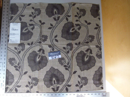 25 Ev7 Scalamandre Showroom Sample Square Bastide Basalte Tan Brown Floral