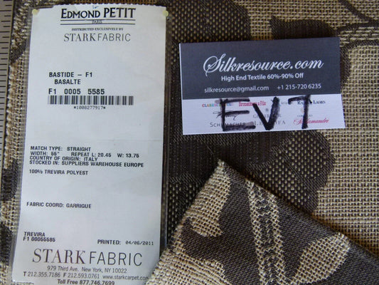 25 Ev7 Scalamandre Showroom Sample Square Bastide Basalte Tan Brown Floral