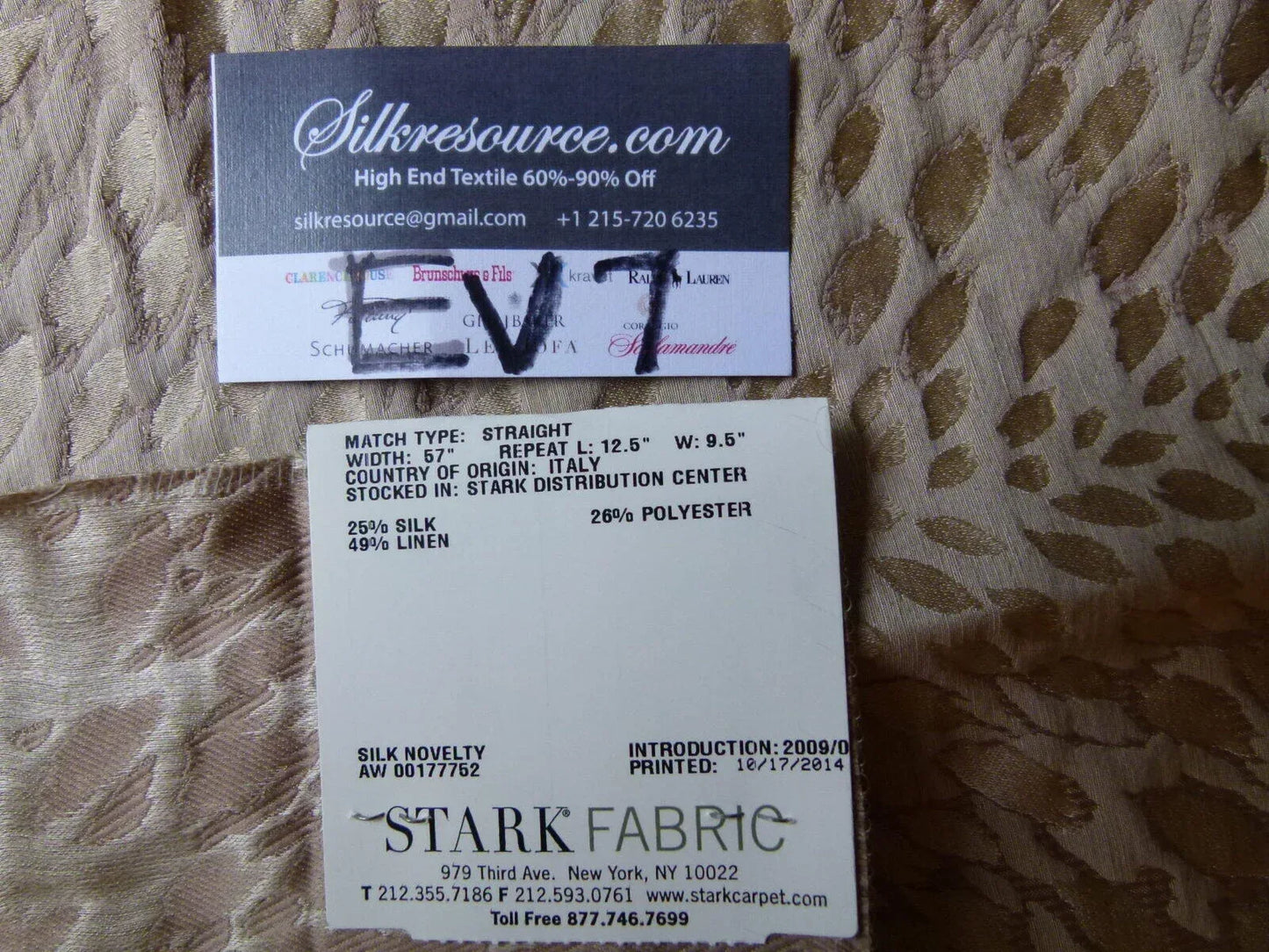 26 Ev7 Scalamandre Showroom Sample Square Cheetah Stripe Ivory Silk Linen