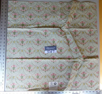 29 Ev7 Scalamandre Showroom Sample Square Pompadour Lampas Multi Beige Floral #1