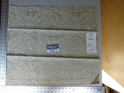 31 Ev7 Scalamandre Showroom Sample Square Monterey Damask "blue" Beige #1