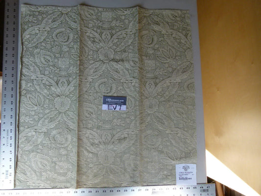 32 Ev7 Scalamandre Showroom Sample Square Monterey Damask "blue" Beige #2
