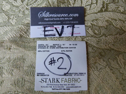 32 Ev7 Scalamandre Showroom Sample Square Monterey Damask "blue" Beige #2