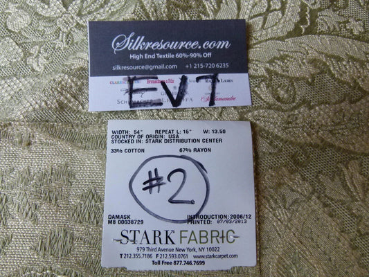 32 Ev7 Scalamandre Showroom Sample Square Monterey Damask "blue" Beige #2