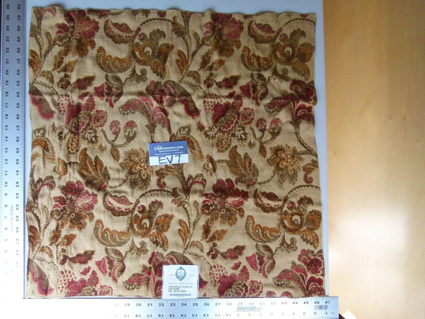 34 Ev7 Scalamandre Showroom Sample Square Avondale Floral Autumn #1