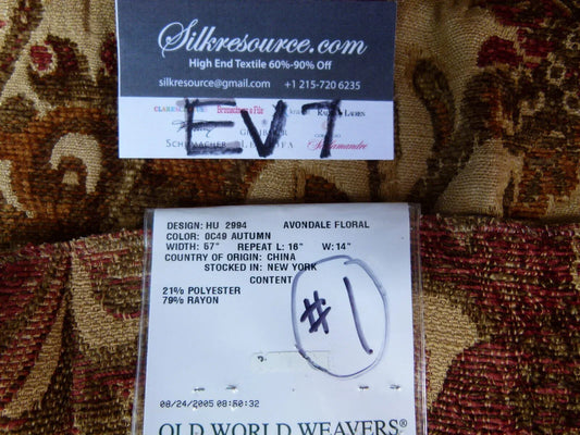 34 Ev7 Scalamandre Showroom Sample Square Avondale Floral Autumn #1