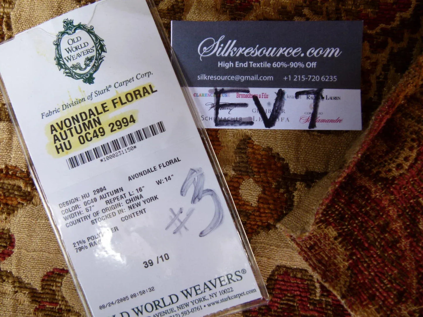 36 Ev7 Scalamandre Showroom Sample Square Avondale Floral Autumn #3