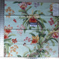 39 Ev7 Scalamandre Showroom Sample Square Leilani Aqua Linen Cotton Floral Butterfly Print #2