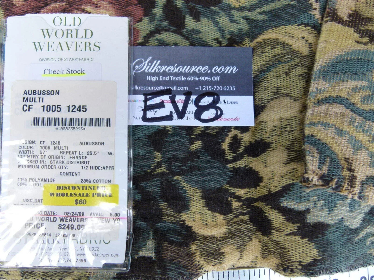 6 Ev8 Scalamandre Showroom Sample Square Aubusson Multi Green Burgundy Tan MSRP USD 249/Y