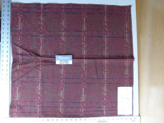 8 Ev8 Scalamandre Showroom Sample Square Cawdor Claret Deep Red Plaid Wool MSRP USD 222/Y
