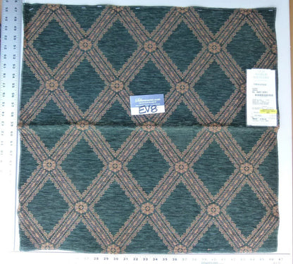 9 Ev8 Scalamandre Showroom Sample Square Elena Green Brown Geometric Lattice