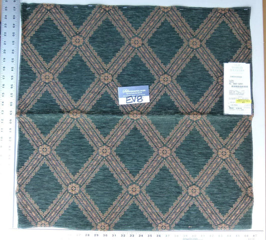 9 Ev8 Scalamandre Showroom Sample Square Elena Green Brown Geometric Lattice