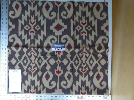 11 Ev8 Scalamandre Showroom Sample Square Yalta Turkish Coffee Tan Red Gray MSRP USD 144/Y