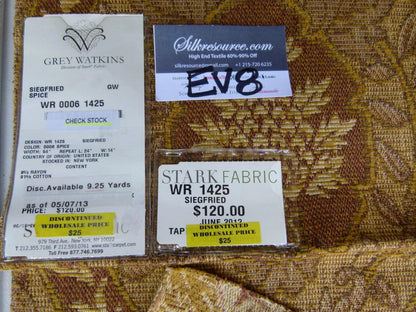 14 Ev8 Scalamandre Showroom Sample 32"x26" Siegfried Spice Brown Gold Floral Foliage