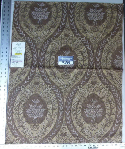 15 Ev8 Scalamandre Showroom Sample 32"x26" Siegfried Chestnut Brown Tan Floral Foliage