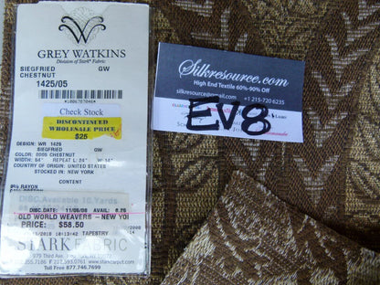 15 Ev8 Scalamandre Showroom Sample 32"x26" Siegfried Chestnut Brown Tan Floral Foliage