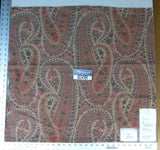 19 Ev8 Scalamandre Showroom Sample Square King Red Tan Paisley Cotton MSRP USD 282/Y