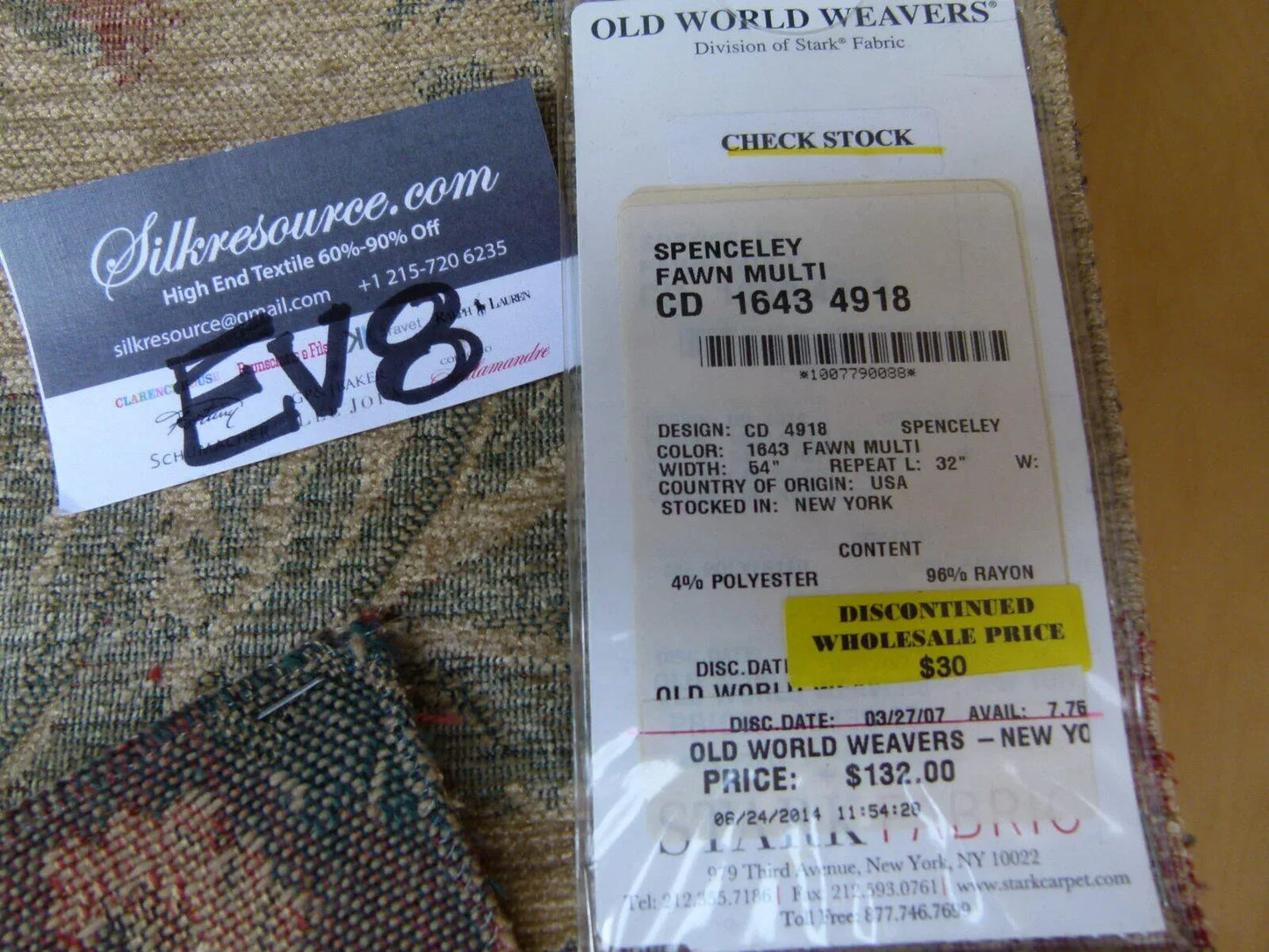 21 Ev8 Scalamandre Showroom Sample Square Spenceley Fawn Multi Tan Red Floral MSRP USD 153/Y