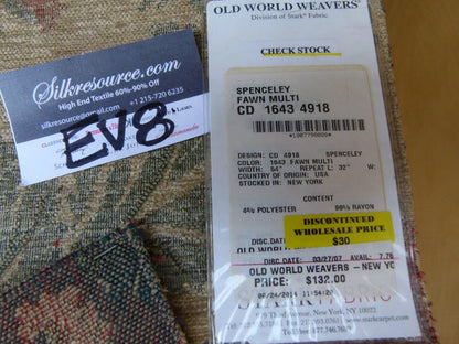 21 Ev8 Scalamandre Showroom Sample Square Spenceley Fawn Multi Tan Red Floral MSRP USD 153/Y